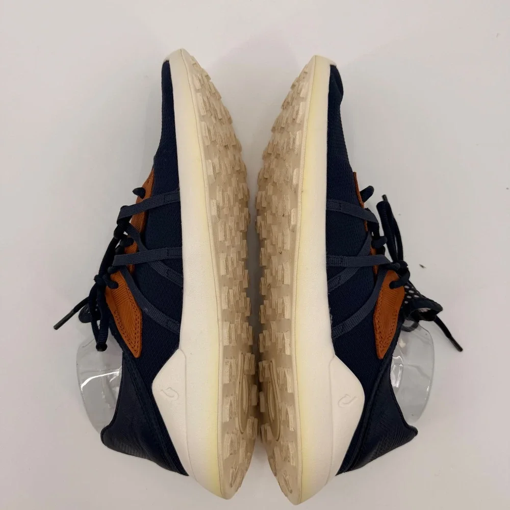 OluKai Manele Golf Shoes Mens 12 Navy Dark Wood Spikeless Sneakers 10508-DEDE
